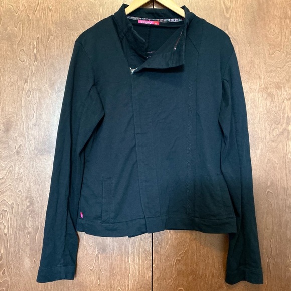 TERRY Jackets & Blazers - Terry Cycling Black Long Sleeve Asymmetric Zip Jacket Embroidered Ride Girl Sz M